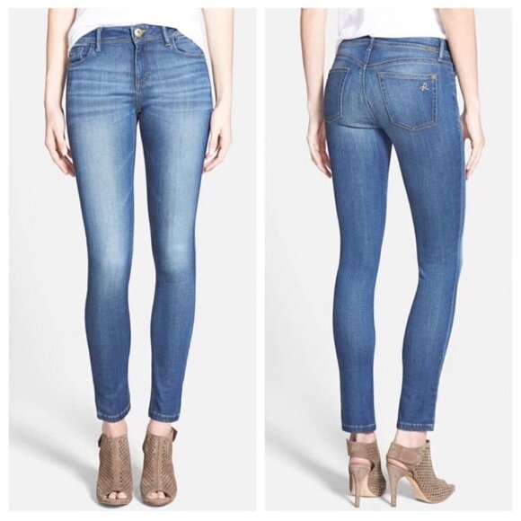 DL1961 Florence Instasculpt Prinia Medium Wash Whiskered Skinny Jeans Size 25 - Picture 1 of 12